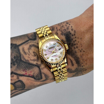 Custom Seiko Mod • White Pearl MOP Gold Diamond Datejust • 26mm